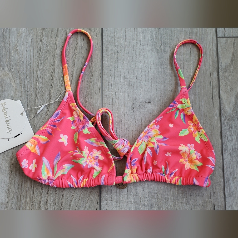 NWT Kulani Kinis Pink Floral Triangle Bikini Top